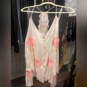 Free People Zayda Emb Tunic in Tea